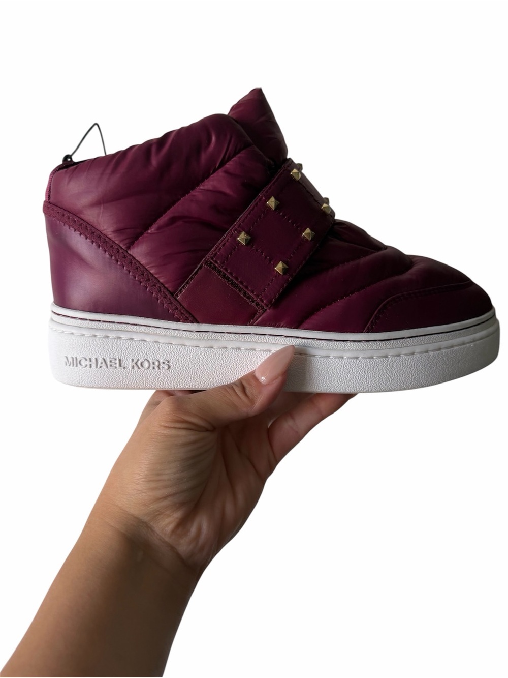 Michael Kors Stirling Embellished Quilted Recycled Polyester High-Top NWT Size 6
